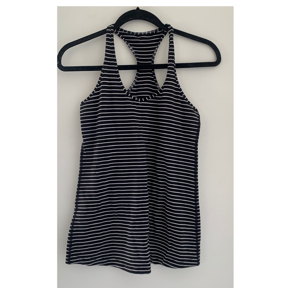 lululemon athletica Black and White Striped Racerback Tank